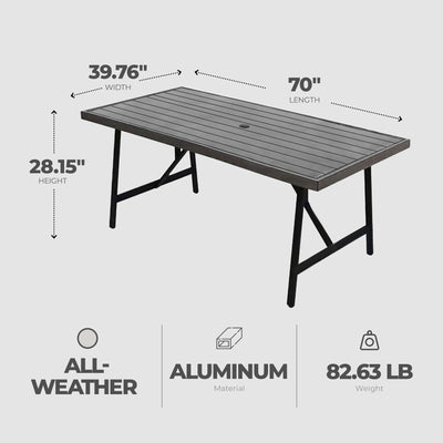 Four Seasons Courtyard 2 Tone Aluminum Slat Top Patio Dining Table (Open Box) - VMInnovations
