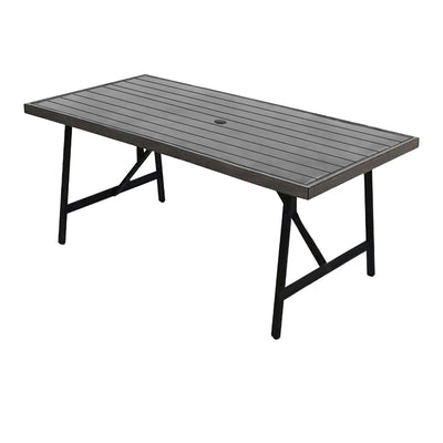 Four Seasons 2 Tone Aluminum Eastport Slat Top Patio Dining Table (Used)