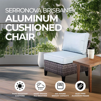 Four Seasons Courtyard Serronova Brisbane Aluminum Cushioned Chair, Light Gray