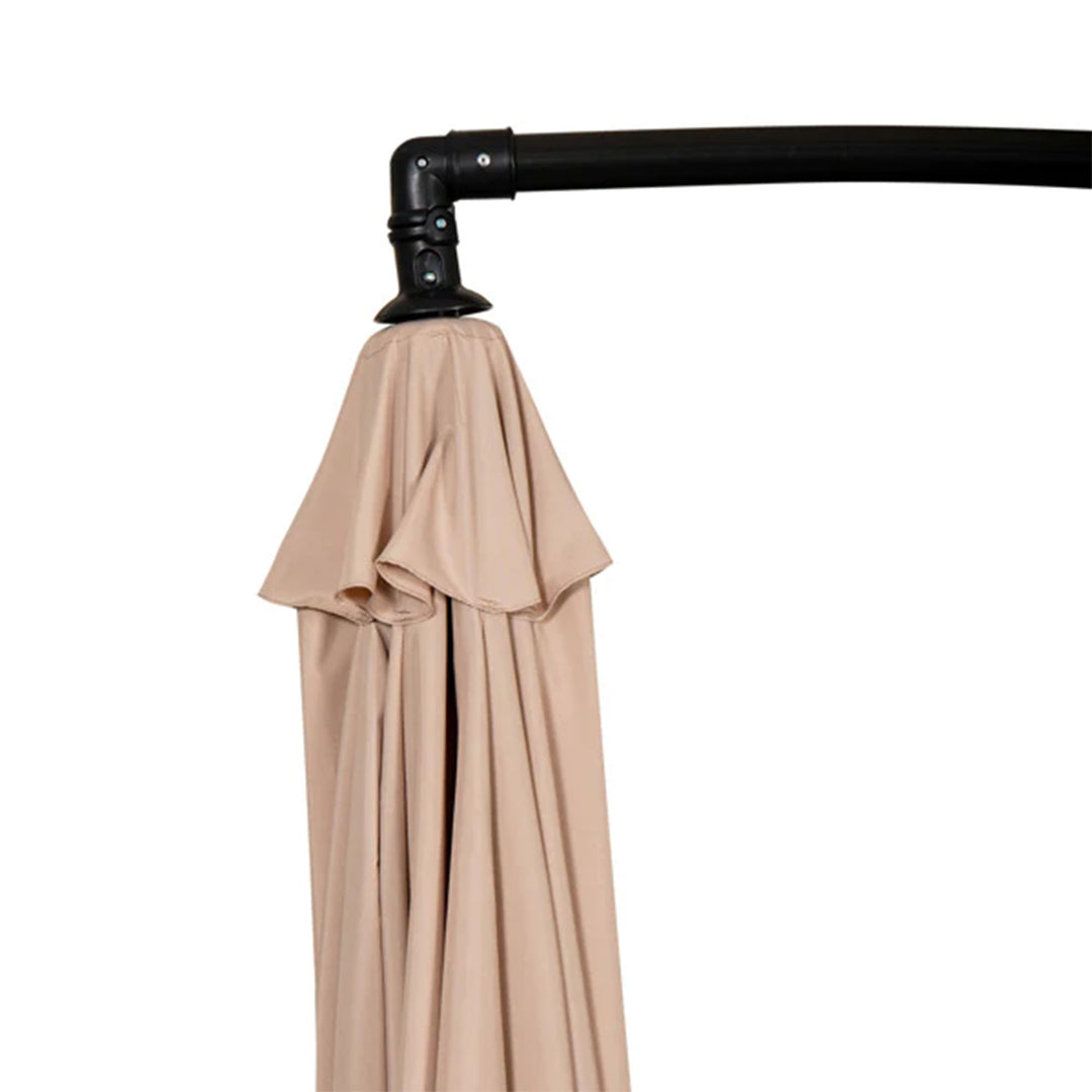 Four Seasons Courtyard 11.5ft Shaped Offset Patio Umbrella, Beige (For Parts) - VMInnovations