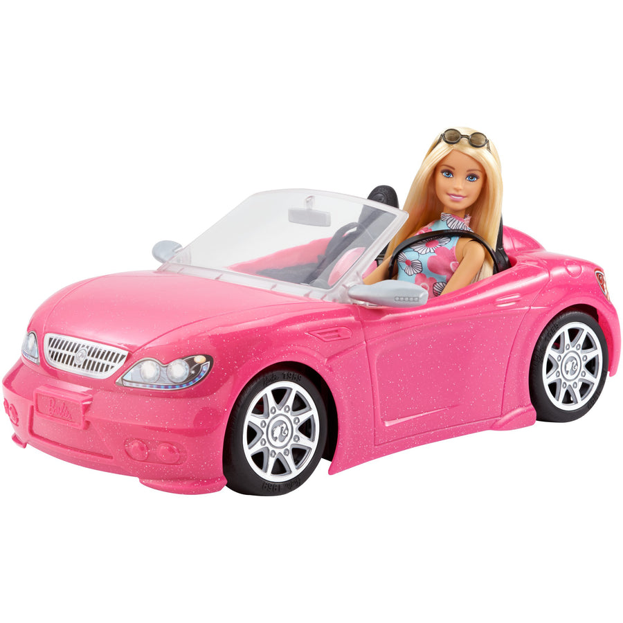 Barbie Collection Doll and 2 Seat Pink Convertible Car with Rolling Wheels - VMInnovations