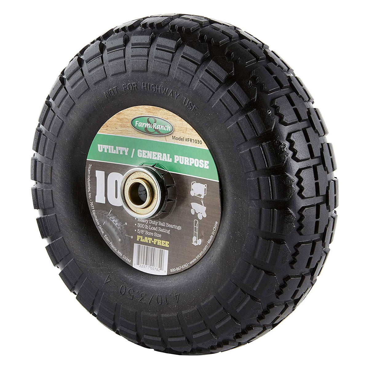 Tricam Farm & Ranch 10" Single No Flat Turf Tire for Utility Carts (Open Box)
