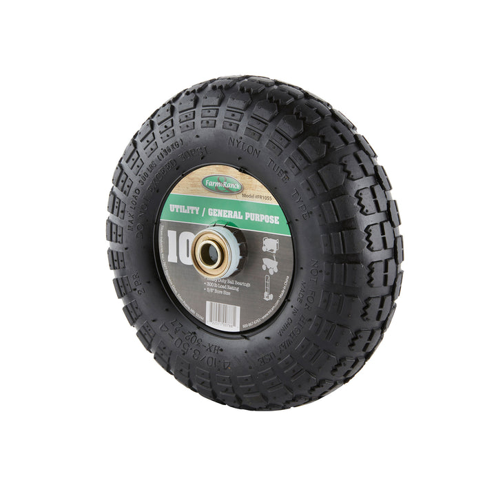 Tricam Farm & Ranch 10 Inch Pneumatic Single Replacement Tire for Utility Carts