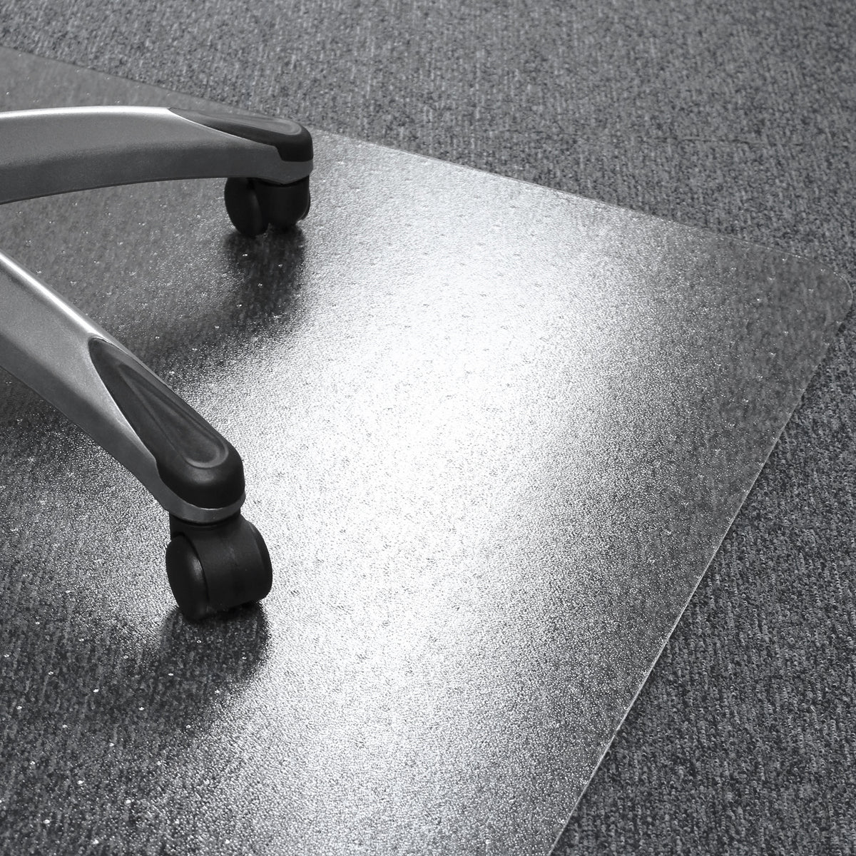 Floortex Solutions 48 x 53 Inch Clear Home Office Floor Chair Plush Carpet Mat