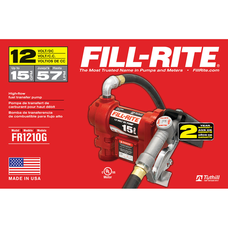Fill-Rite FR1210G 12 Volt DC Fuel Transfer Pump Tank with Hose and Manual Nozzle