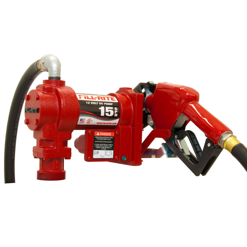 Fill-Rite FR1210GA 12 Volt DC Fuel Transfer Pump with Hose and Automatic Nozzle
