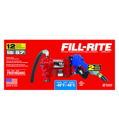Fill-Rite FR1210GARC 12 Volt DC Fuel Transfer Pump w/Artic Hose & Manual Nozzle