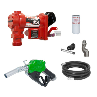 Fill-Rite Self Priming Cast Iron 115 Volt AC Fuel Pump and Elbow Kit with Nozzle