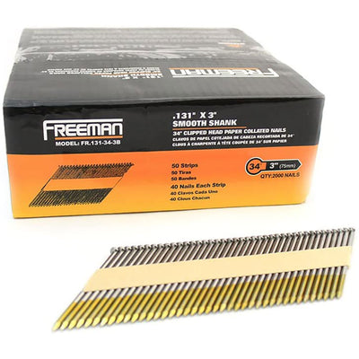 Freeman FR.131-34-3B 34 Degree 0.131 x 3 Inch Paper Collated Brite Framing Nails