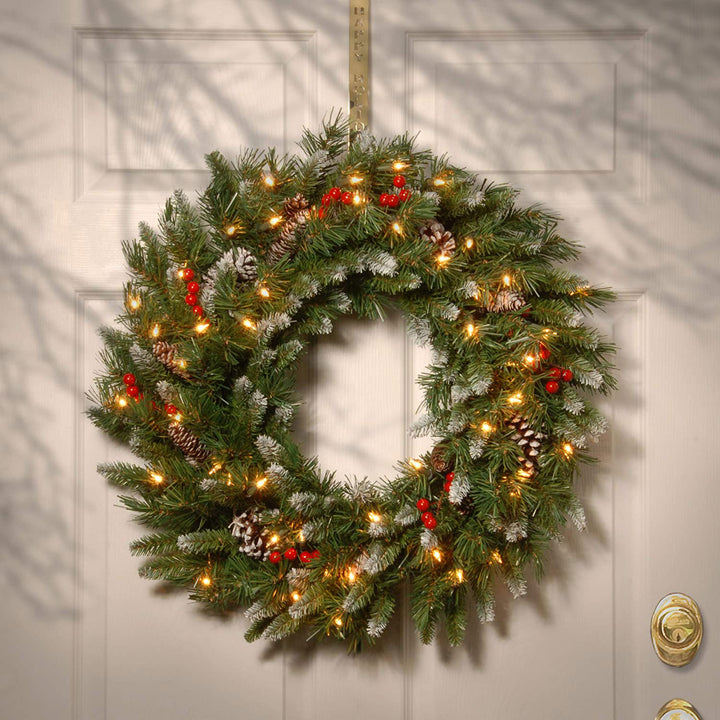 National Tree Company 30 Inch 275 Tip Prelit Frosted Berry Wreath (Open Box)