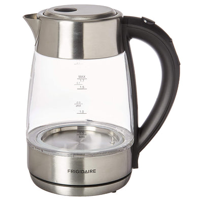 Frigidaire 1.8 Qt 1500W Cordless Glass Tea Kettle w/Digital Temp Control, Silver