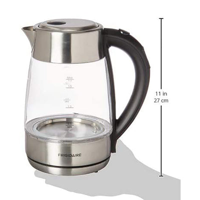 Frigidaire 1.8 Qt 1500W Cordless Glass Tea Kettle w/Digital Temp Control, Silver