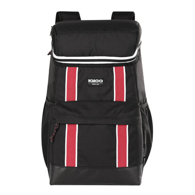Igloo 30 Can Insulated Soft Cooler Backpack Carry Bag, Black/Red (Open Box)