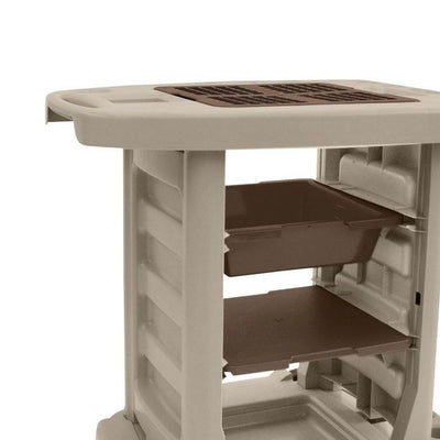 Suncast Portable Outdoor Garden Center Station Tool Cart, Light Taupe (Open Box)