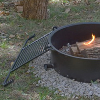 Pilot Rock 24" Steel Ground Fire Pit Ring & Metal Cooking Grate,Black(For Parts)