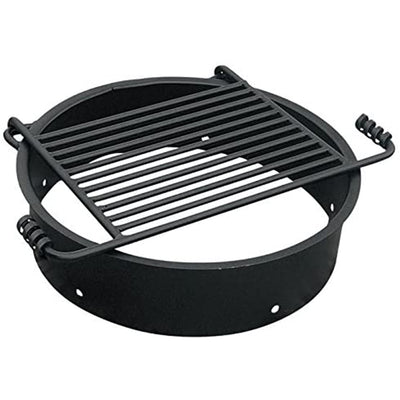 Pilot Rock 24" Steel Ground Fire Pit Ring & Metal Cooking Grate,Black(For Parts) - VMInnovations