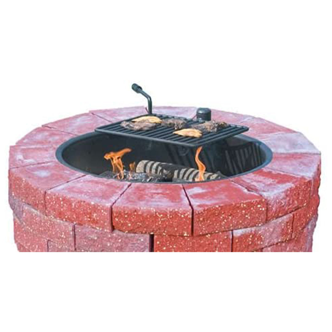 Pilot Rock 30.5" Steel Ground Fire Pit Ring and Metal Cooking Grate, Black(Used)