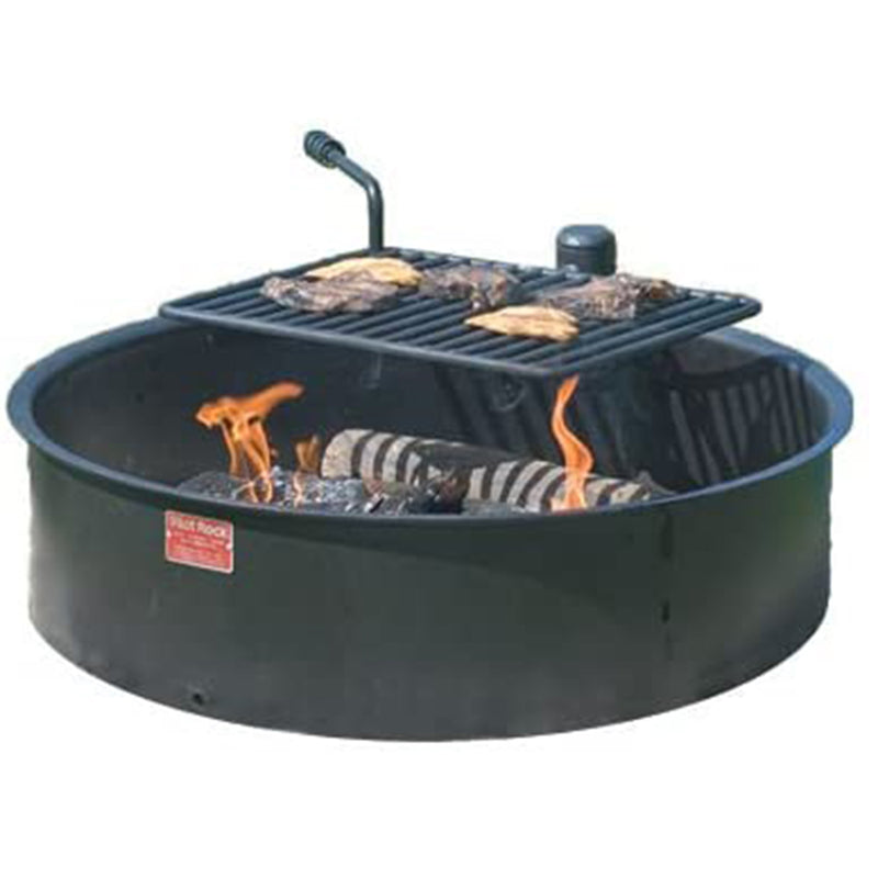 Pilot Rock 30.5" Steel Ground Fire Pit Ring and Metal Cooking Grate (Open Box)