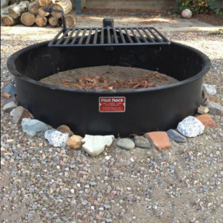 Pilot Rock 6 Pack 30.5 Inch Steel Ground Fire Pit Ring and Metal Cooking Grate