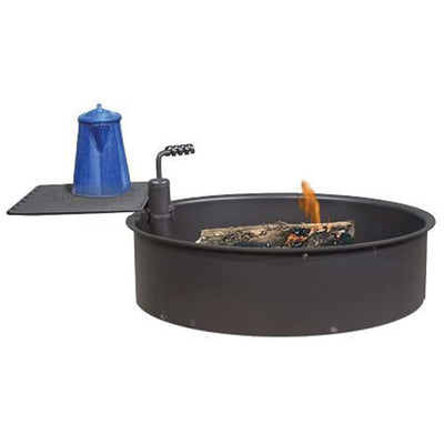 Pilot Rock 30.5 Inch Steel Ground Fire Pit Ring and Metal Cooking Grate, Black - VMInnovations