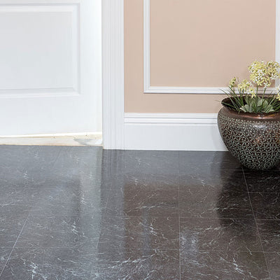Achim Home Furnishings Nexus Peel & Stick Vinyl Floor Tile, Black Marble, 80Pk