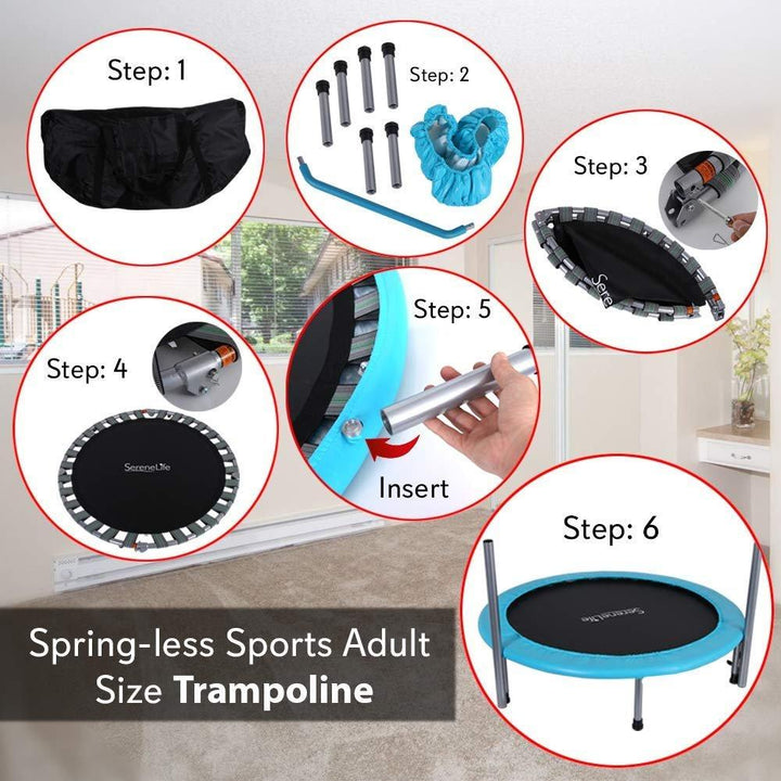 SereneLife 40 Inch Fitness Trampoline with Padded Frame Cover (Open Box)