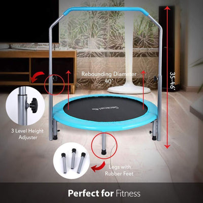 SereneLife 40 Inch Indoor Outdoor Fitness Trampoline with Padded Frame Cover - VMInnovations