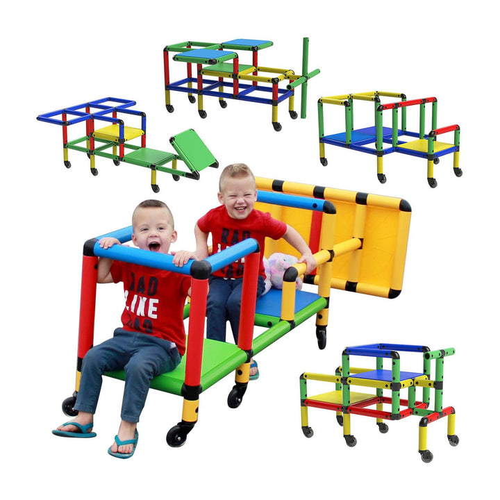 Funphix Construction Kid Toy Set STEM Learning Play Structure w/ Wheels (Used)
