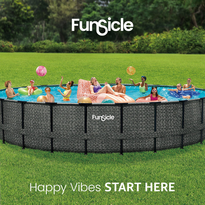 Funsicle 24' x 52" Oasis Designer Round Outdoor Above Ground Swimming Pool, Gray