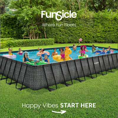 Funsicle 32' x 16' x 52" Oasis Rectangle Outdoor Above Ground Swimming Pool