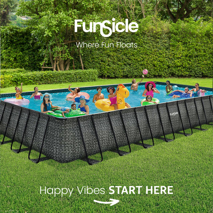 Funsicle 32' x 16' x 52" Oasis Rectangle Outdoor Above Ground Swimming Pool - VMInnovations