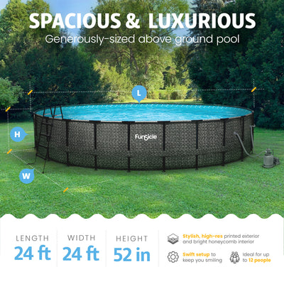 Funsicle 24' x 52" Oasis Designer Round Outdoor Above Ground Swimming Pool, Gray