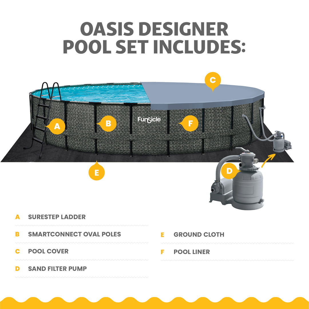 Funsicle 24' x 52" Oasis Designer Round Outdoor Above Ground Swimming Pool, Gray