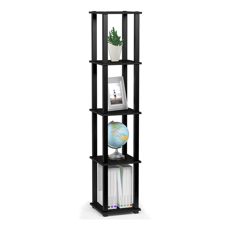 Furinno Turn-N-Tube 5 Tier Wooden Bedroom Corner Display Shelf, Black (Open Box)