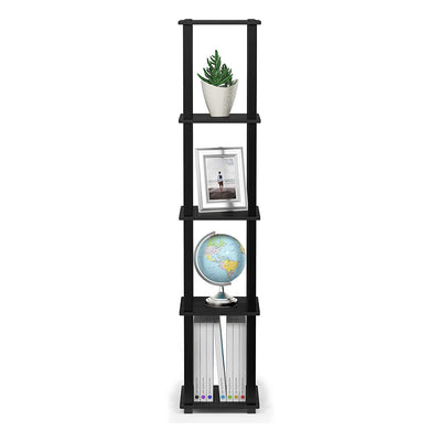 Furinno Turn-N-Tube 5 Tier Wooden Bedroom Corner Display Shelf, Black (Open Box)