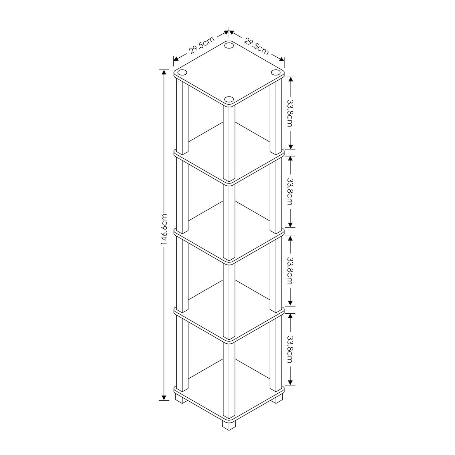 Furinno Turn-N-Tube 5 Tier Wooden Bedroom Corner Display Shelf, Black (Open Box) - VMInnovations