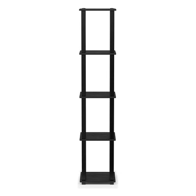 Furinno Turn-N-Tube 5 Tier Wooden Bedroom Corner Display Shelf, Black (Open Box)