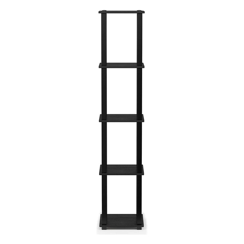 Furinno Turn-N-Tube 5 Tier Wooden Bedroom Corner Display Shelf, Black (Open Box)