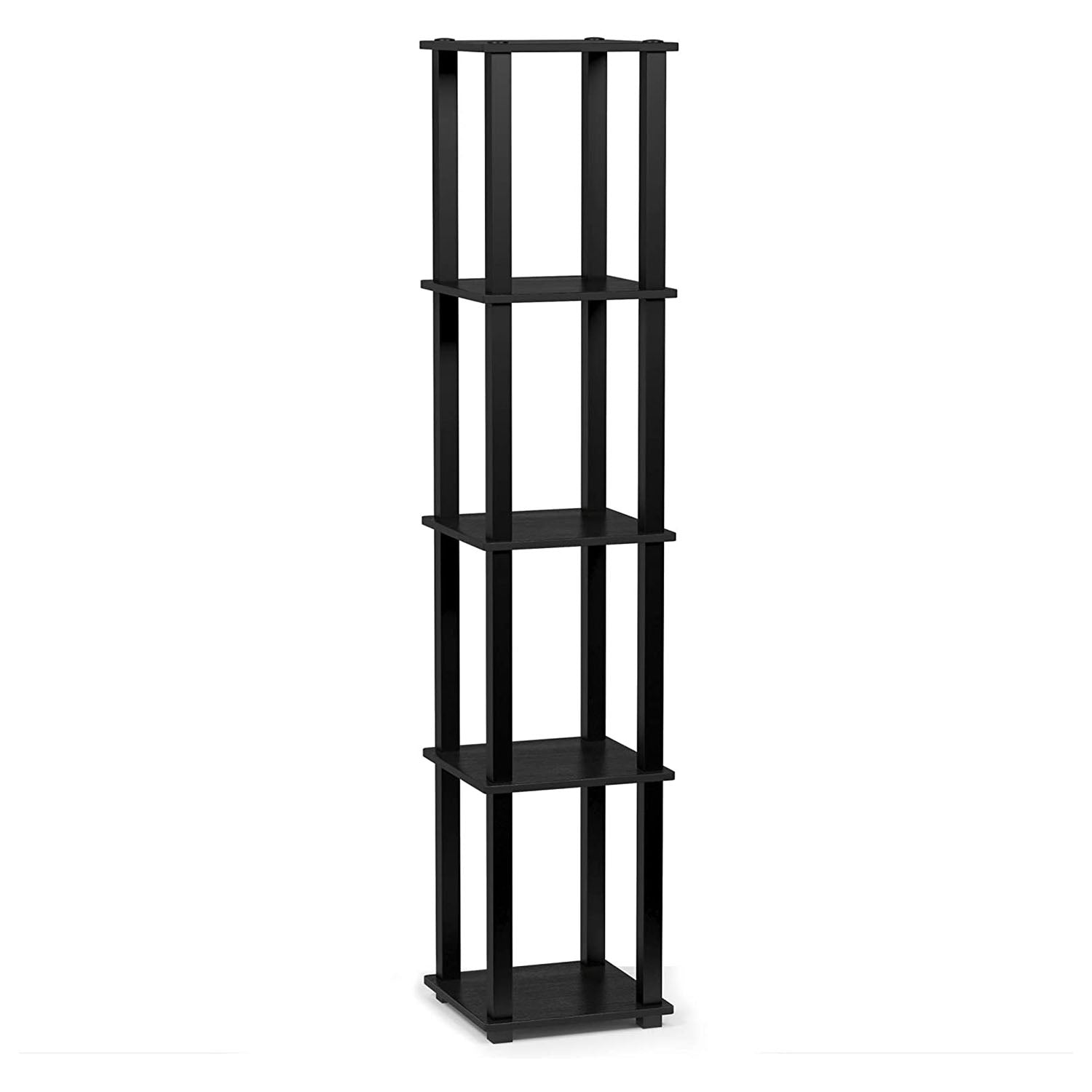 Furinno Turn-N-Tube 5 Tier Wooden Bedroom Corner Display Shelf, Black (Open Box) - VMInnovations