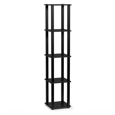 Furinno Turn-N-Tube 5 Tier Wooden Bedroom Corner Display Shelf, Black (Open Box)