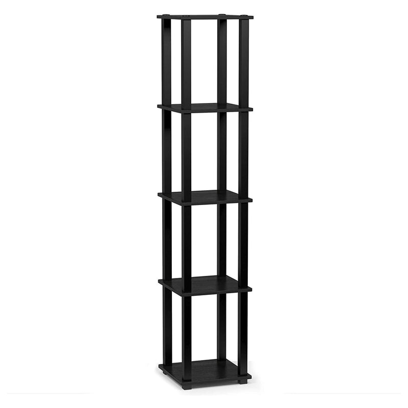 Furinno Turn-N-Tube 5 Tier Wooden Bedroom Corner Display Shelf, Black (Open Box)