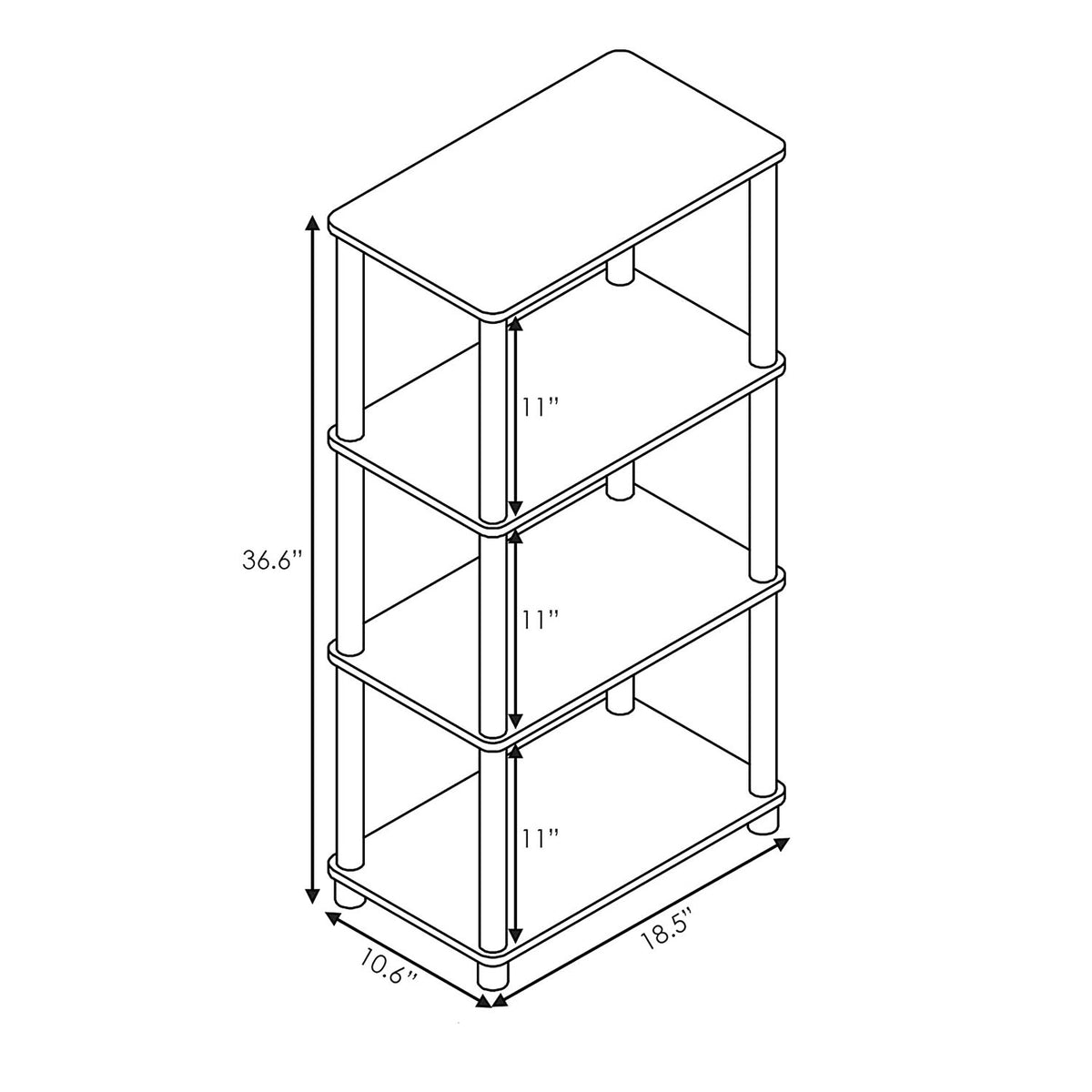 Furinno Turn-N-Tube 4 Tier Wooden Bedroom Corner Display Shelf, French Oak Grey - VMInnovations