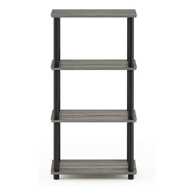 Furinno Turn-N-Tube 4 Tier Wooden Bedroom Corner Display Shelf, French Oak Grey - VMInnovations