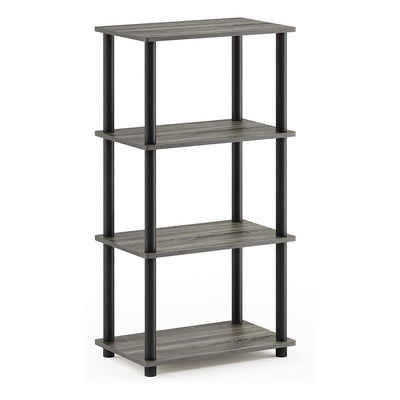 Furinno Turn-N-Tube 4 Tier Wooden Bedroom Corner Display Shelf, French Oak Grey - VMInnovations
