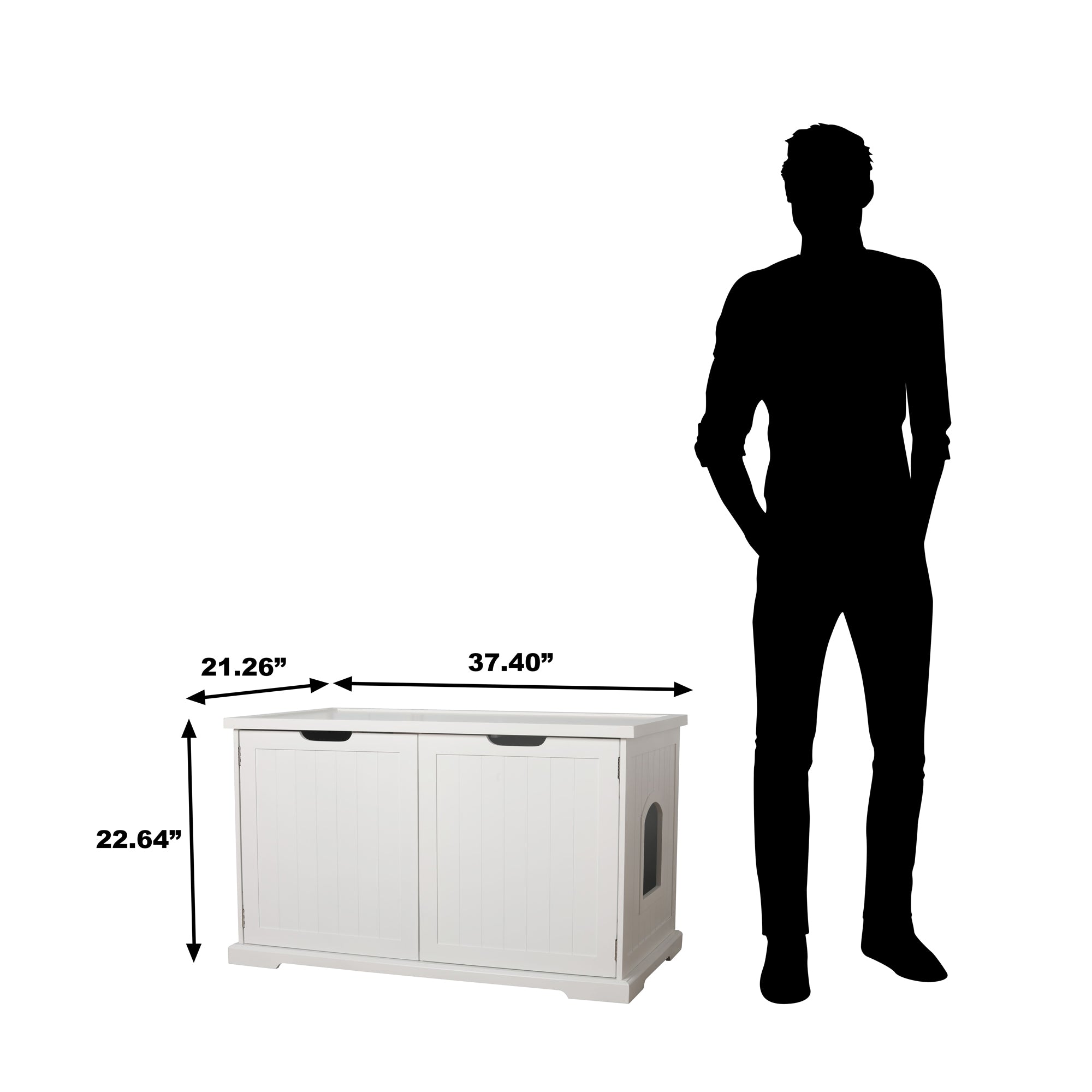 Merry Products Cat Washroom Bench w/ Cat Litter Box, White (Open Box) (2 Pack)