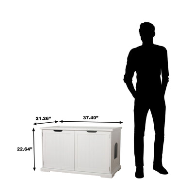 Merry Products Cat Washroom Bench w/ Cat Litter Box, White (Open Box) (2 Pack)