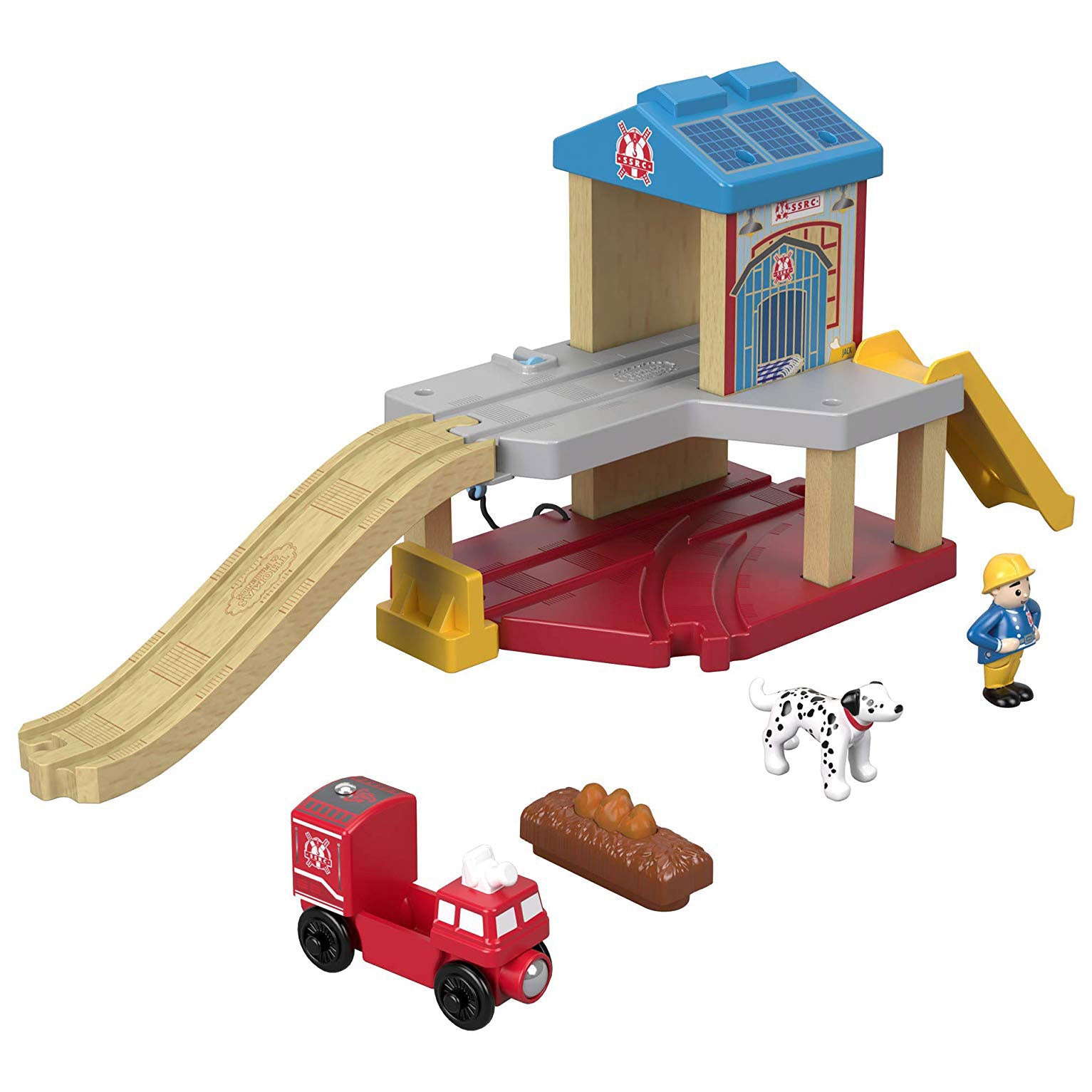 Thomas & Friends FVD12 Wooden SSRC Rescue Firehouse Thomas the Tank Engine, Red