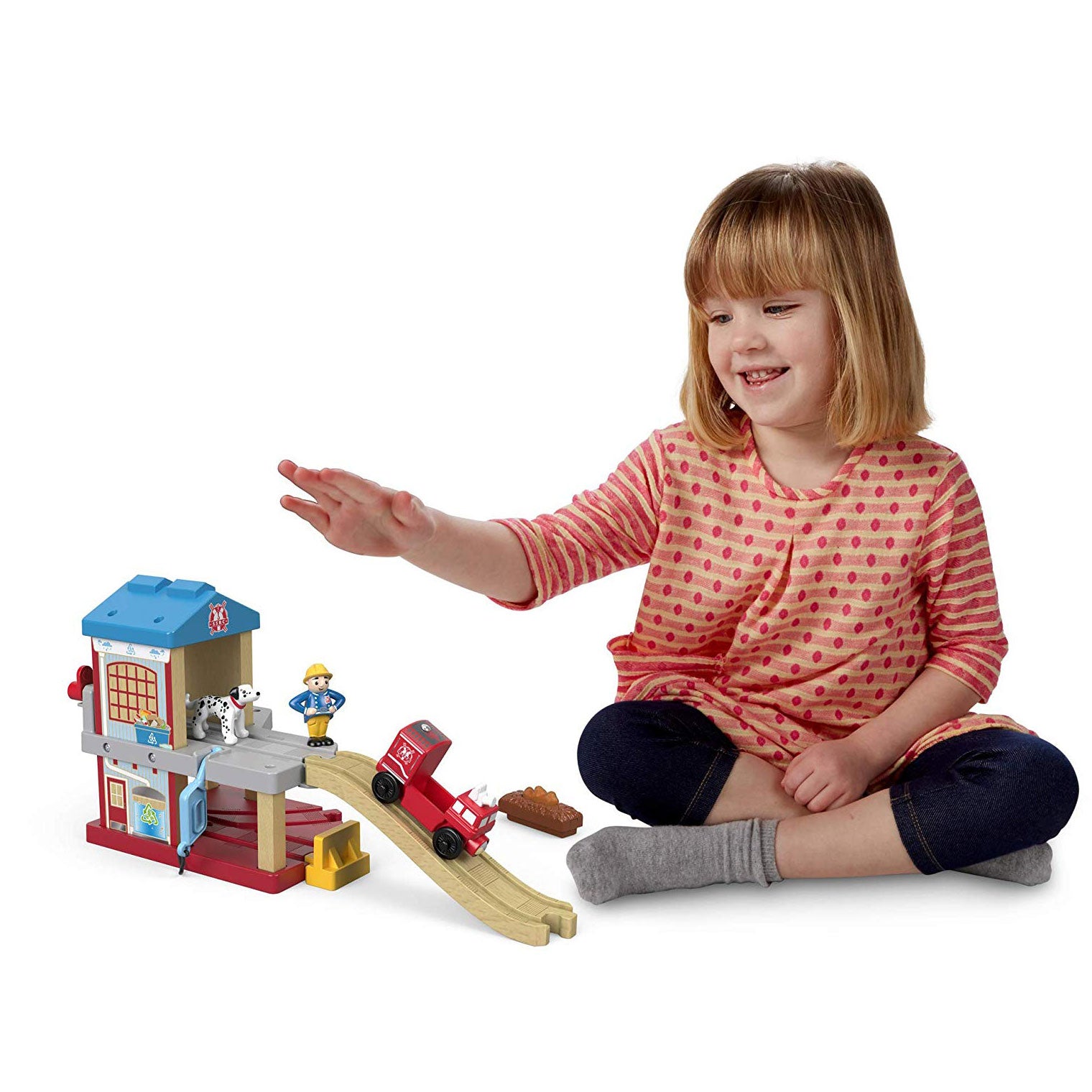Thomas & Friends FVD12 Wooden SSRC Rescue Firehouse Thomas the Tank Engine, Red