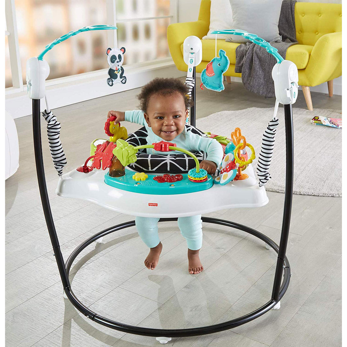 Fisher-Price FWY41 Animal Wonders Jumperoo with 360-Degree Spin Capacity, Teal