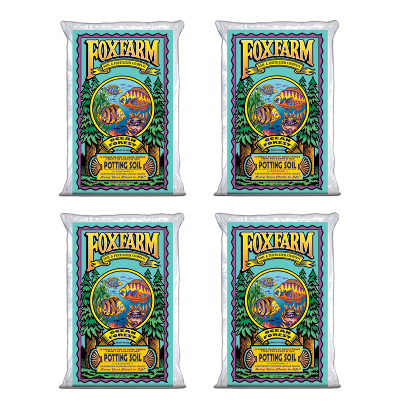 Foxfarm Ocean Forest Garden Potting Soil Bags 6.3-6.8 pH, 1.5 Cu Ft (4 Pack) - VMInnovations
